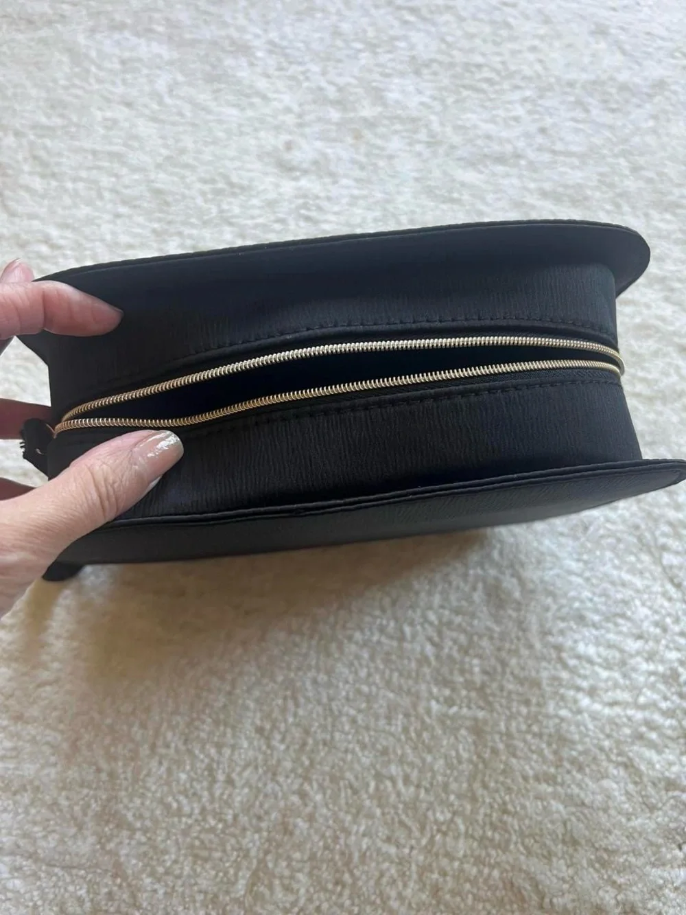 Giorgio Armani Black Leather Cosmetic Wristlet with Logo